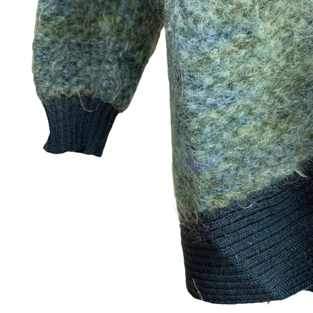 Vintage Pauline Faye Mohair Wool Cardigan Green Blue Size Large - Picture 3 of 9